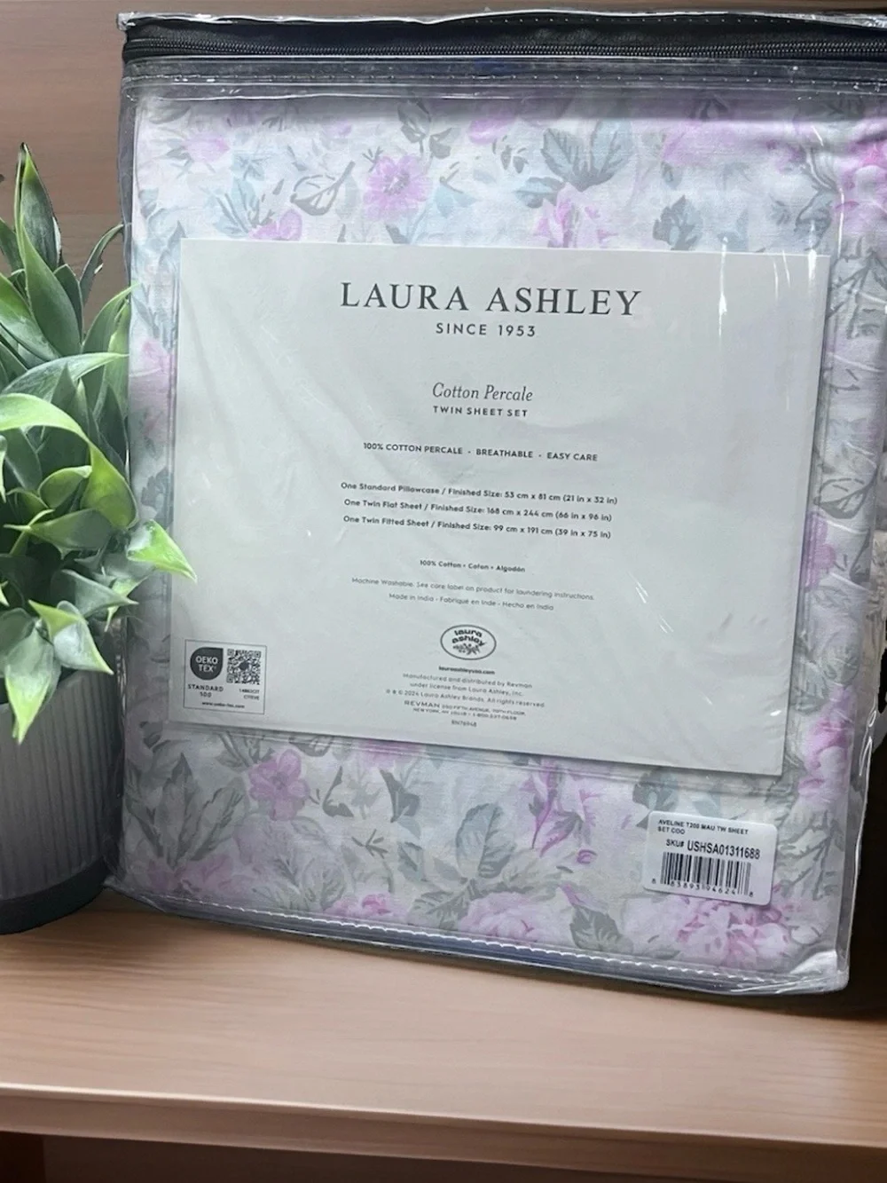 NEW Laura Ashley Twin Size AVELINE PINK FLORAL Sheet Set -  100% Cotton Percale